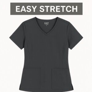 Easy STRETCH Leila Women's 3-Pocket Lace Up Grommet Scrub Top, XS
